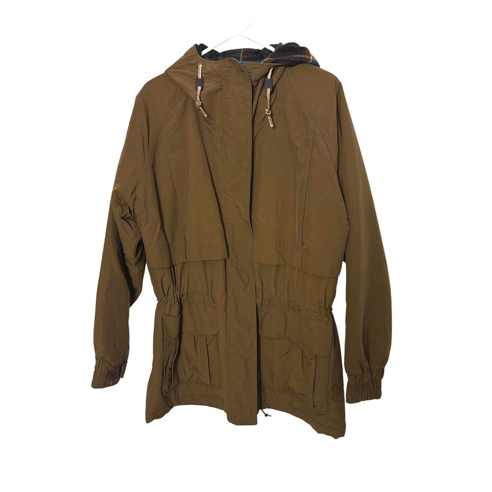 Woolrich Parka L Brown Vintage USA Plaid Lined Gorpcore Utility Jacket cabincore